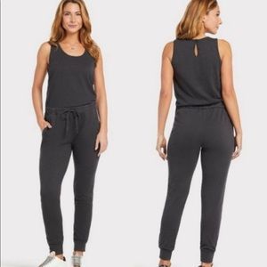 Sundry-Gray Keyhole Tank Jogger Jumpsuit/Romper
